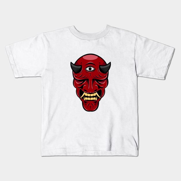 japanese devil mask Kids T-Shirt by Starkey Store
